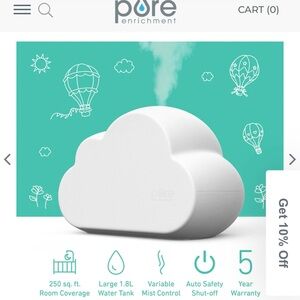 Pure Enrichment  Humidifier Cloud-Shaped Night Light in White (no box)